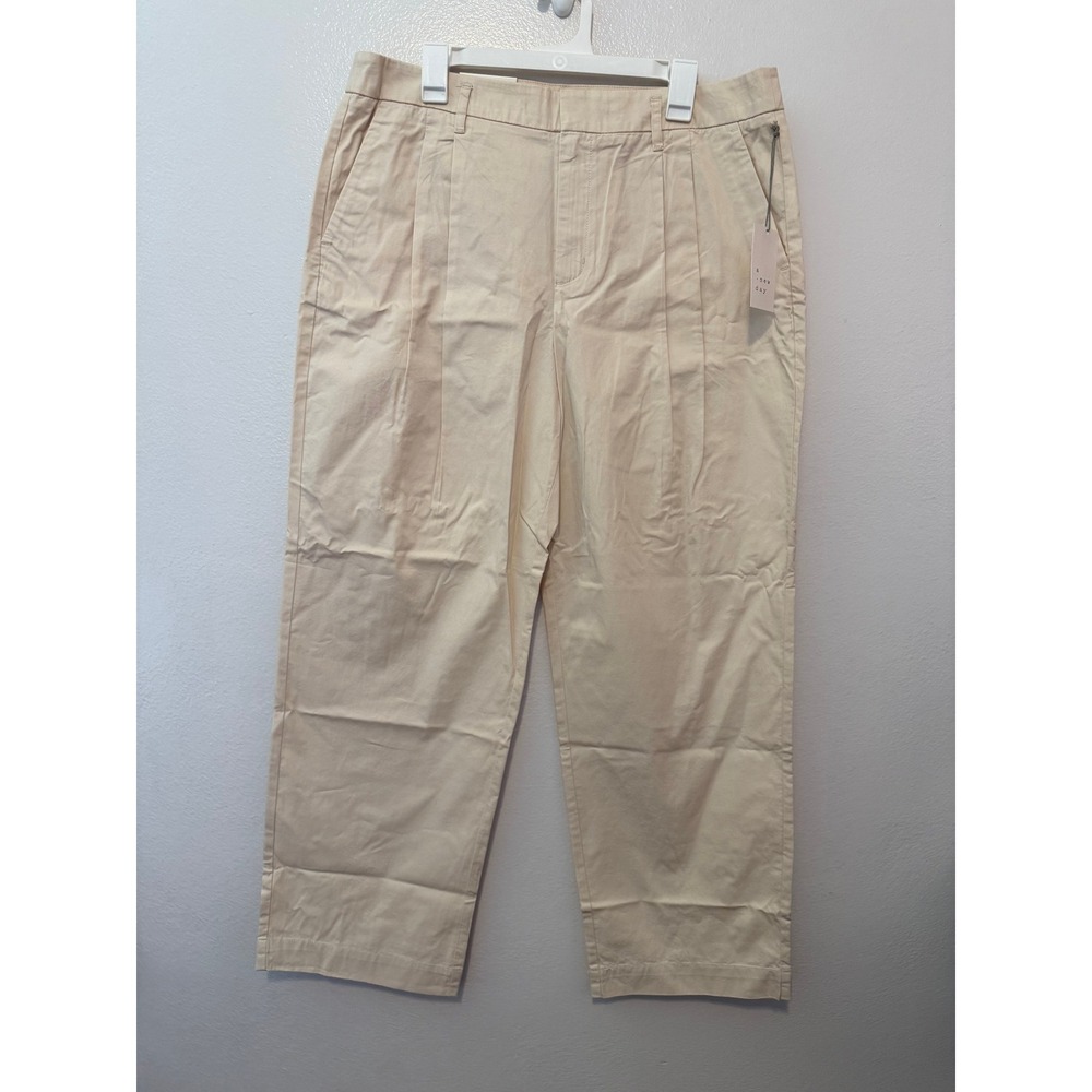 A New Day Womens High Rise Straight Relaxed Hip & Thigh Pants Cream 14R NWT